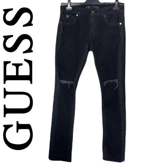Guess Women’s Black Knee Ripped/Distressed Skinny Jeans Size 30 - Picture 3 of 16
